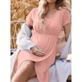 thumbnail image 2 of Avidlove Nursing Nightgowns 3 In 1 Maternity Gown Short Sleeve Breasfeeding Sleepwear Labor and Delivery Dress, 2 of 6