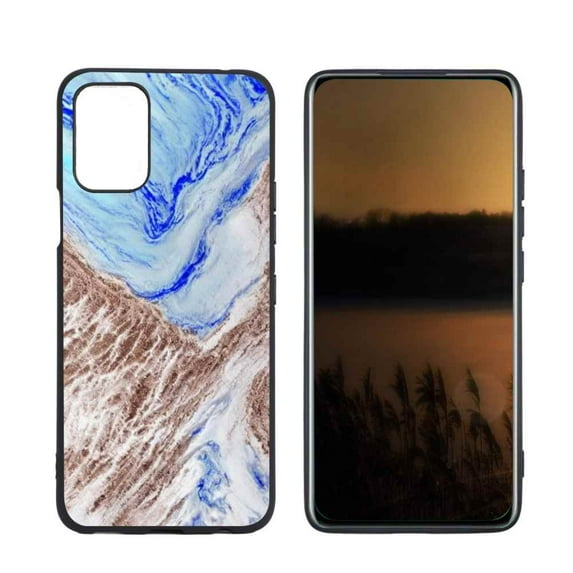 Blue-Marble-34 Phone Case, Degined for LG Q52 Case Men Women, Flexible Silicone Shockproof Case for LG Q52
