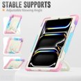 thumbnail image 5 of Case for iPad Pro 13 inch M4 2024/ M5 2025, 360 Rotating Stand Handle Pencil Holder Shoulder Strap Heavy Duty Shockproof Cover, Rainbow Pink, 5 of 7
