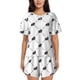 thumbnail image 1 of Fotbe Black Rabbit Conjunto de Pijama Estampado para Mujer, 2 Piezas, Ropa de Dormir con Camiseta de Manga Corta y Shorts Suaves-Large, 1 of 6
