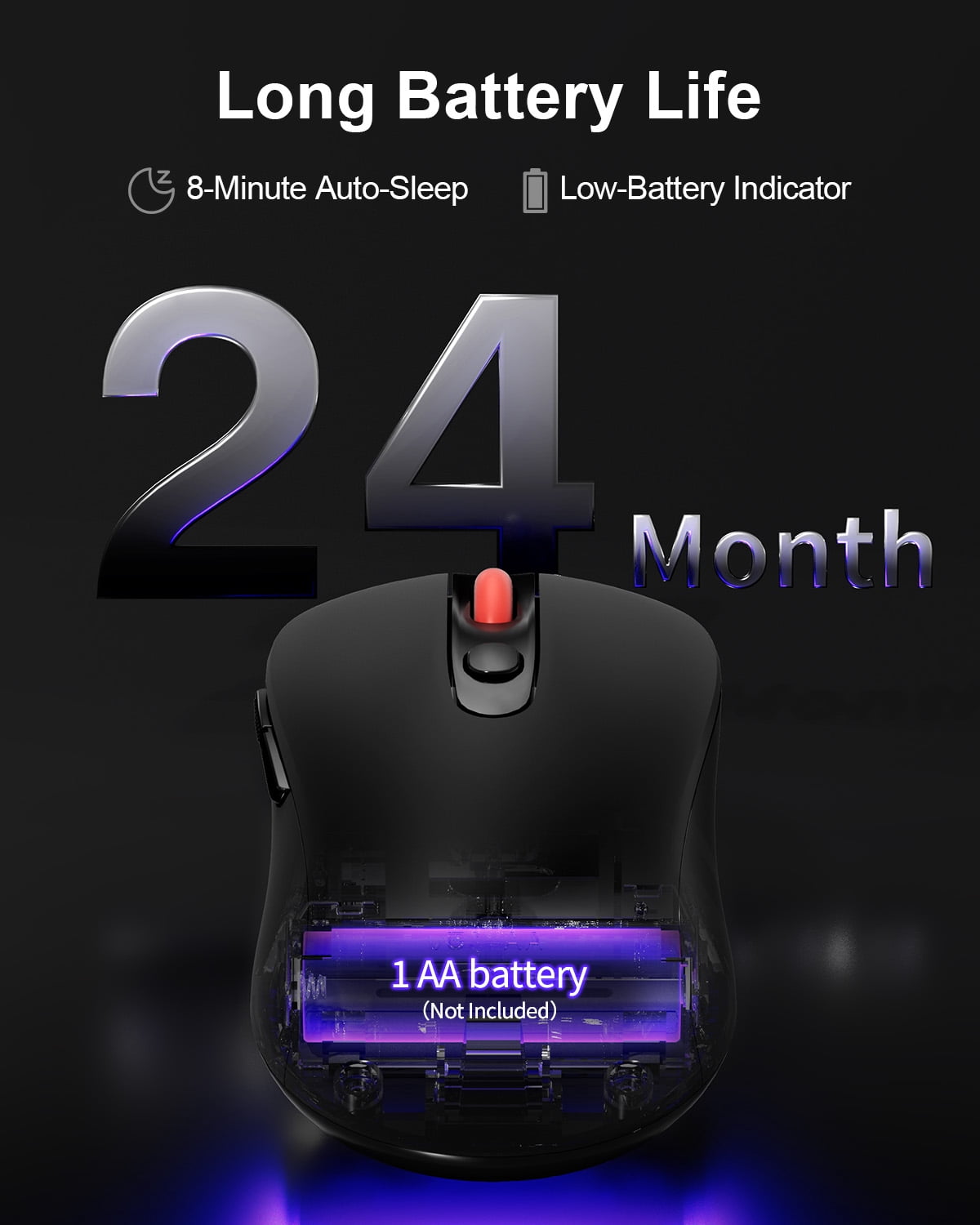 wegear 2.4G Wireless Mouse, Ergonomic Design, 5-Level Adjustable 4000 DPI, 6 Buttons, Portable for PC, Windows, Mac,XP