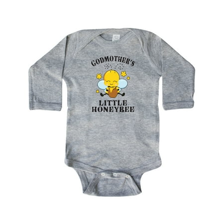 

Inktastic Cute Bee Godmother s Little Honeybee with Stars Gift Baby Boy or Baby Girl Long Sleeve Bodysuit