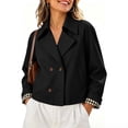 thumbnail image 2 of QQZ Relaxed Cropped Double Breasted Trench Jacket Women, Lightweight Cardigans For Women Trendy, Fall Travel Business Casual Commute Street Daily Outfits, 2 of 9