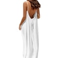 thumbnail image 2 of Summer Dress for Women Casual Sleeveless Backless Pleats Spaghetti Strap Dress Openwork Print Beach Vacation Dress(White,L), 2 of 8