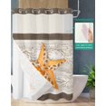 thumbnail image 2 of No Hook Shower Curtain with Snap in Liner, Gray Starfish Wood Grain Border Hotel Shower Curtains for Bathroom, Washable Shower Curtain Liner Set with Mesh Top Window, 48"x72", 2 of 6