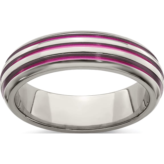 Titanium Edward Mirell Triple Groove Pink Anodized Ring (Size 5) Made In United States emr274-5
