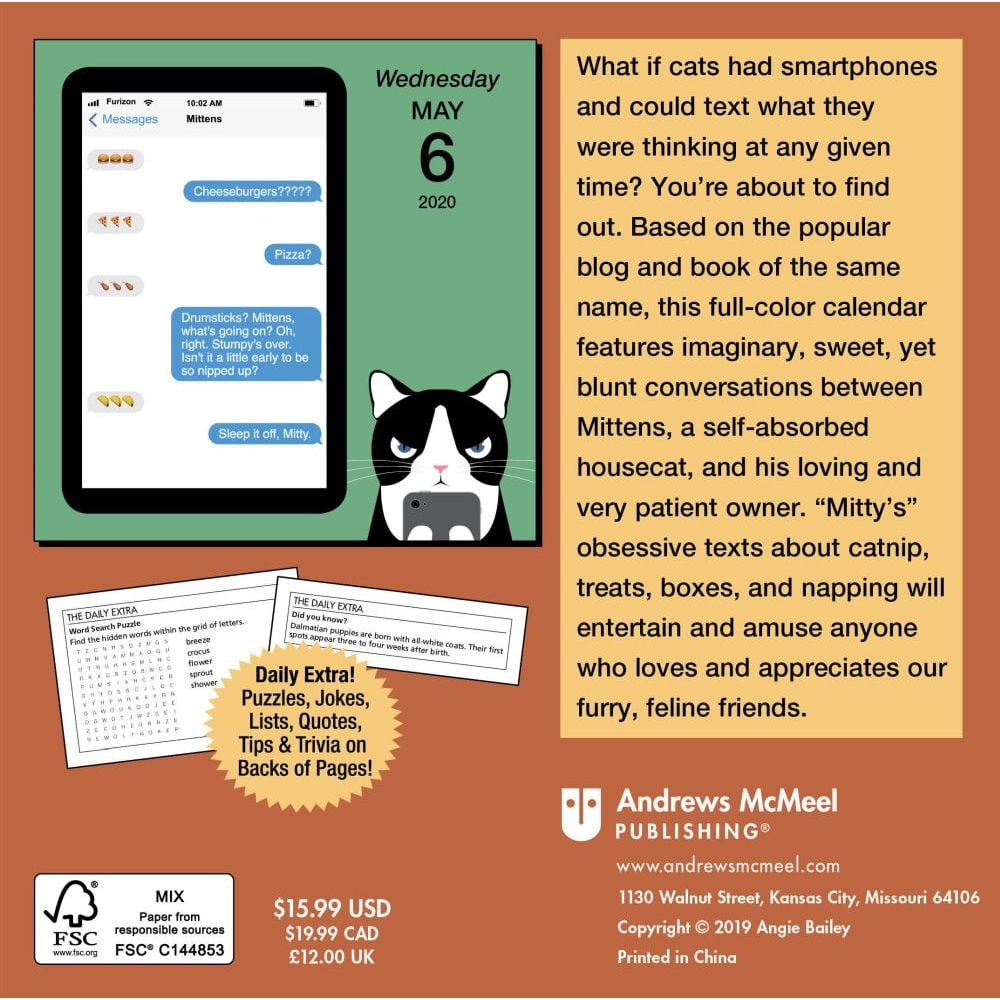 Texts From Mittens The Cat 2020 Day To Day Calendar Other Walmart Com Walmart Com text from mittens calendar 2021