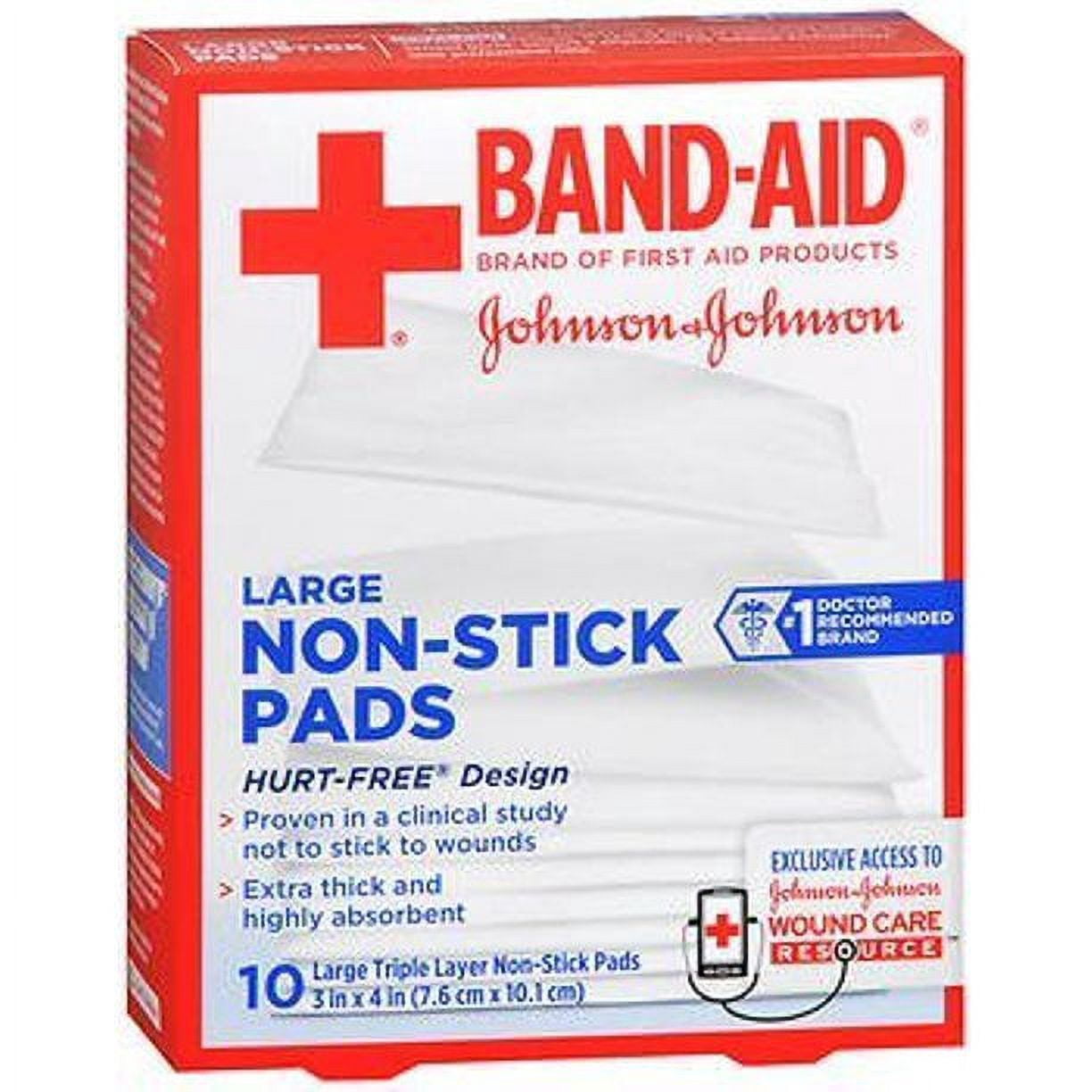 Johnson's Band Aid Red Cross Triple Layer & Non-Stick Pads, 10 ct, 4-Pack