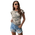 thumbnail image 5 of JWD Summer Ruffle Short Sleeve Knit Tunic Tops Shirts Tank Tee Blouse For Women, 5 of 6