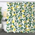 thumbnail image 3 of Lemon Shower Curtain, Allover Fruits Green Leaves Plant Design Waterproof Fabric Bathroom Curtains Set with 12 Hooks, Green Yellow 72×72 inch, 3 of 6