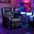 thumbnail image 3 of GTRACING Gaming Recliner Chair Bluetooth Speakers Footrest Racing Style Single Living Room Sofa PU Leather Home Theater Seating Massage Lumbar Support, Gray, 3 of 7