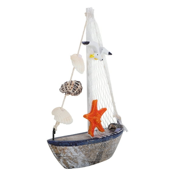 WRISTBIQUE Decorative Mini Sailboat Model 1Pcs 5.7x4.1x1.3in Wood Shell Nautical Bathroom