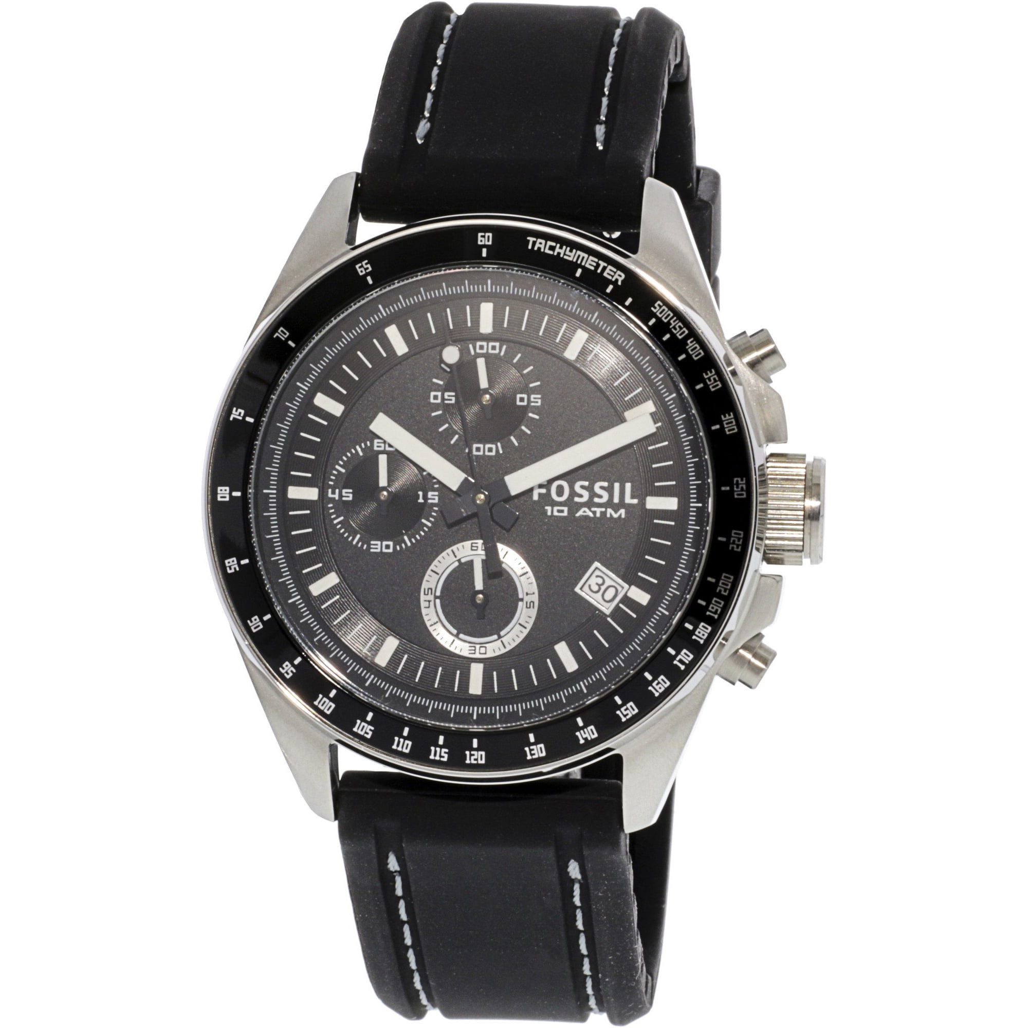 Fossil Men s Decker CH2573IE Silver Silicone Japanese Quartz Diving Watch Walmart