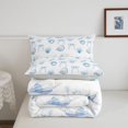 thumbnail image 5 of Manfei Dreamy Bow Twin Comforter Sets,Calm Sea Life Bedding Set,White Blue,Light Gray Reversible,2 Pieces,1 Comforter and 1 Pillowcase, 5 of 8