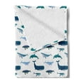 thumbnail image 2 of Whale Soft Flannel Fleece Blanket, Different Types of Swimming Marine Characters in Hand Drawn Style Nautical, Cozy Plush for Indoor and Outdoor Use, 70" x 90", Teal Dark Blue White, by Ambesonne, 2 of 5