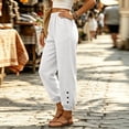 thumbnail image 6 of ZHYou No Boundarie Womens Fleece Sweatpants Side Button Cuffed Leg Elastic High Waist Thick Casual Pants with Pockets,White,Size S, 6 of 7