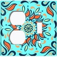 thumbnail image 4 of Metal Light Switch Plate Cover Orange Blue Flower Tile Pattern TIL003, 4 of 13