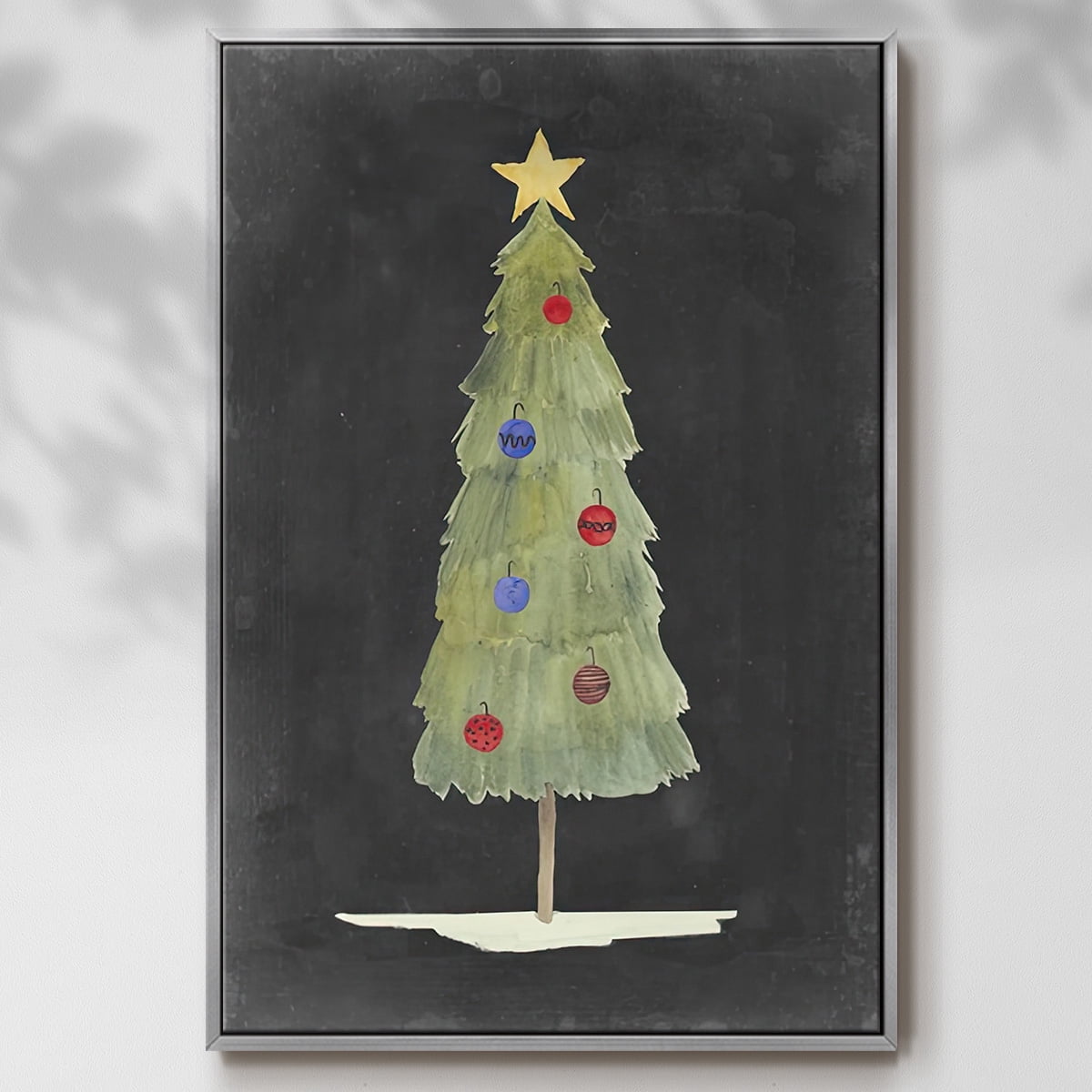 Christmas Glow II - Framed Gallery Wrapped Holiday Canvas - 27 x 41 - Silver Frame