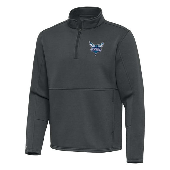 Men's Antigua Pewter Charlotte Hornets  Twist Quarter-Zip Pullover Top