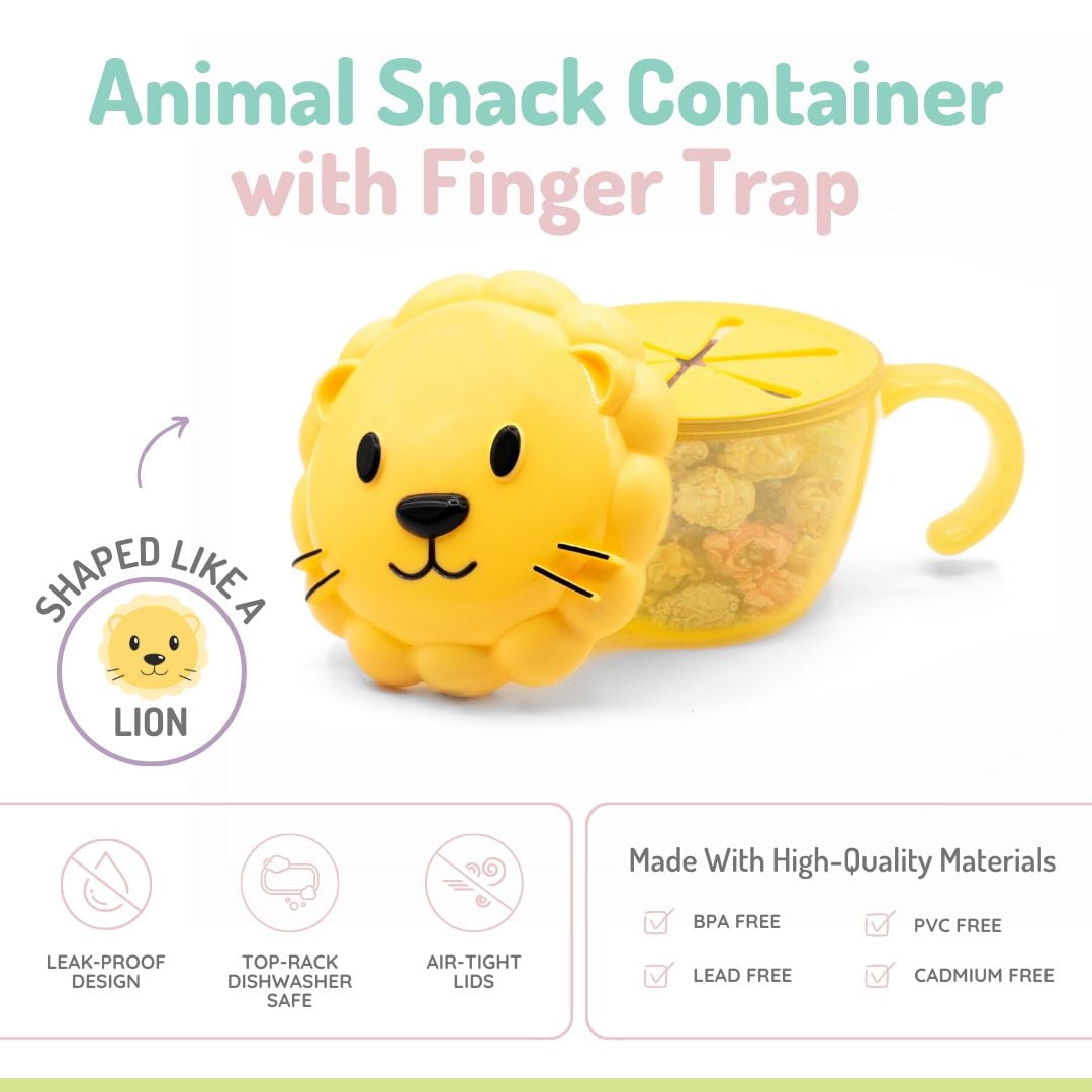 melii Animal Snack Containers with Finger Trap for Toddlers, Kids and Adults