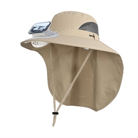 Solar Powered Sun Hat With Neck Cover For Kids Outdoor Camping Hiking Wide Brim Sunshade Cap For Adventures Lightweight Camping Gear Compact Camping Gear Aluminum Frame Backpack Kids Gear Must