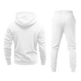 thumbnail image 3 of Nokdvo Mens 2 Piece Sweatsuit Fashion 2025 Fleece Letter Print Drawstring Hoodie and Sweatpants Fall Winter Hooded Solid Color Ribbed Pullover Set with Pocket,White 3XL, 3 of 3