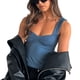 thumbnail image 2 of Top sin mangas dividido para mujer, camiseta sin mangas corta cómoda informal a la moda para verano, azul S, 2 of 6
