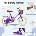 thumbnail image 3 of BTMWAY 12 Inch Children's Bicycle for Girls, Single-Speed Child Bicycle for Ages 2-3 Years, with Removable Training Wheels, Front V-Brake, Rear Holding Brake, Purple, 3 of 6