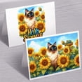 thumbnail image 3 of Siamese Hello Summer Sunshine Sunflowers Spring Retro Vintage 7x5in Folded Greeting Card Cat Lover Kitten Owner Gifts Single Note Card with Envelope - 00008, 3 of 5