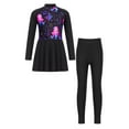 thumbnail image 3 of dPois Kids Swim Dress with Pants Legging Set for Pool Beach Surfing Bathing Suit Rashguard UPF 50+ Black A 16, 3 of 7