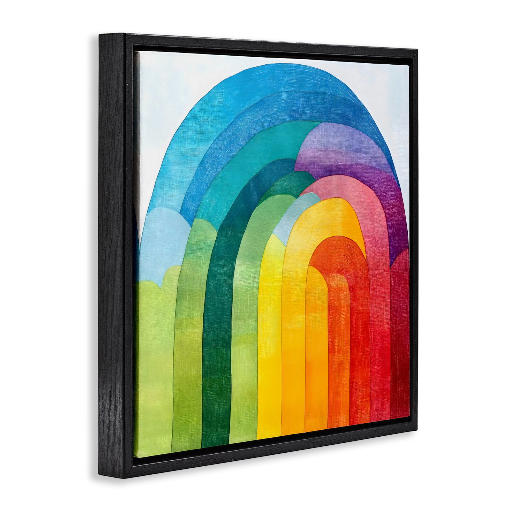Stupell Industries Vibrant Rainbow Arch Abstraction Black Framed Floater Canvas Wall Art, design by Creative Studio
