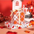 thumbnail image 6 of Fall Reversible Wrapping Paper Roll, Maple Leaf with Hello Autumn Chestnut & Classic Plaid Print for Autumn, Thanksgiving Gift Wrap, DIY Craft, Mini Roll, 17 inches x 32.8 Feet (46.45 sq.ft.), 6 of 17
