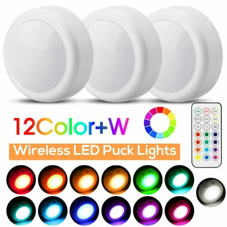 

Htwon Wireless LED Puck Lights Closet Under Cabinet Counter Lighting W/ Remote Control