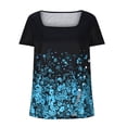 thumbnail image 4 of DDAPJ pyju Womens Tunic Tops 2025 Summer Dressy Casual Floral Blouses Loose Fit Pleated V Neck Short Sleeve Button Up T-shirt Hide Belly Tunics Flash Sale of Today Prime Navy S, 4 of 7