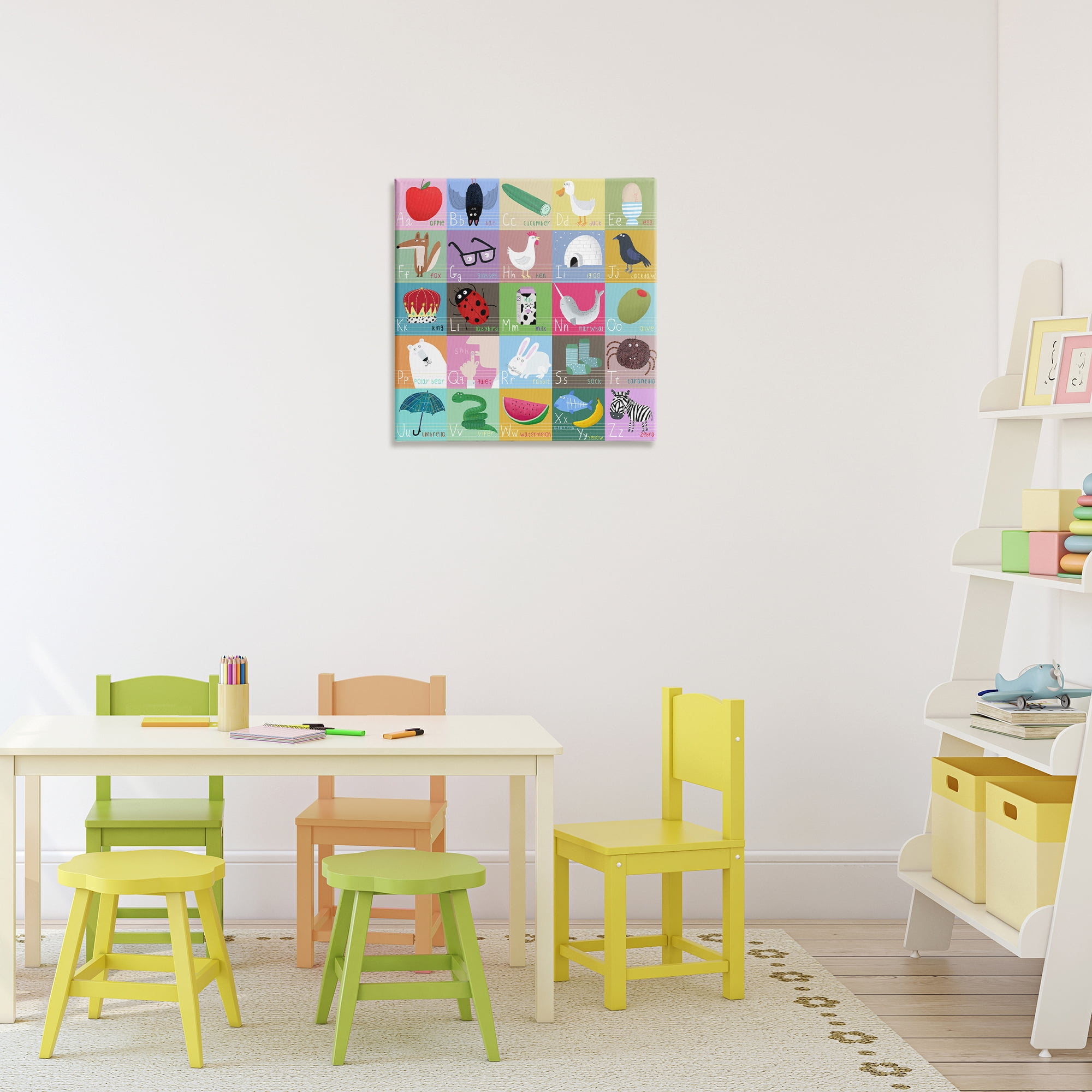 Stupell Industries Alphabet Learning First Words Canvas Wall Art, design by Carla Daly