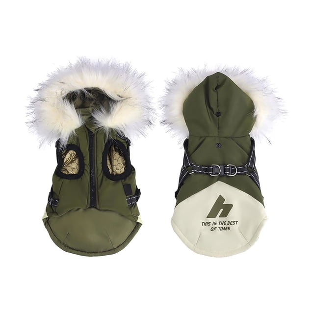 Manteau d'Hiver Confortable avec Harnais pour Veste Légère Isolée avec Capuche Réfléchissante pour Toutes les Races