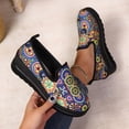thumbnail image 4 of Willtoo Womens Boho Slip On Platform Loafer Round Toe Breathable Canvas Lightweight Daily Footwear Slip Resistant Low Wedge Casual Footwear, 4 of 5