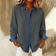 thumbnail image 2 of RKSTN Denim Patchwork Long Sleeve Shirts for Women Oversized Lapel Button Down T Shirts Top Womens Casual Plus Size Contton Touch Vintage Loose Comfy Blouses Cardigan Jackets Fall Spring Clothes, 2 of 7