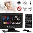 thumbnail image 6 of 2025 Model Multi-Functional Digital Alarm Clock with Backlight, Indoor Thermometer & Weather Forecast - USB-Powered, Calendar Display, Stylish Rectangular Design, Black - Bedroom Clock Model 8028T, 6 of 8