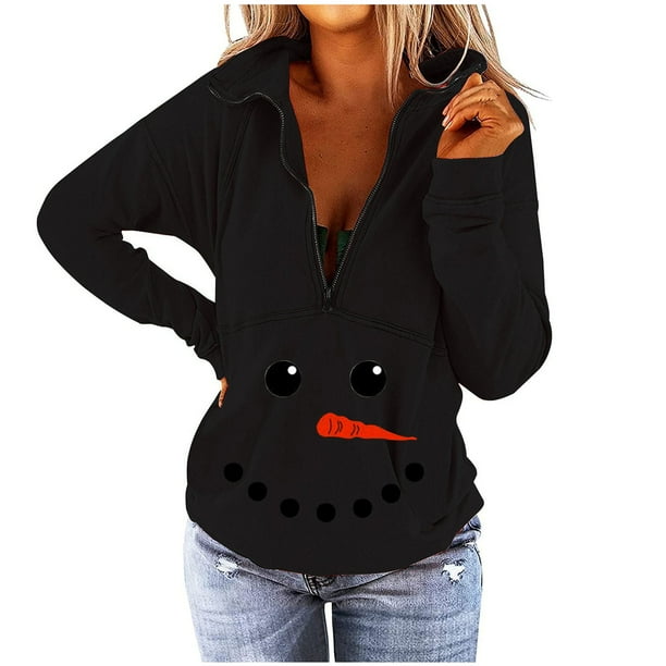 Navidad moda mujer casual manga larga impreso damas sudaderas tops Fridja fksj3100