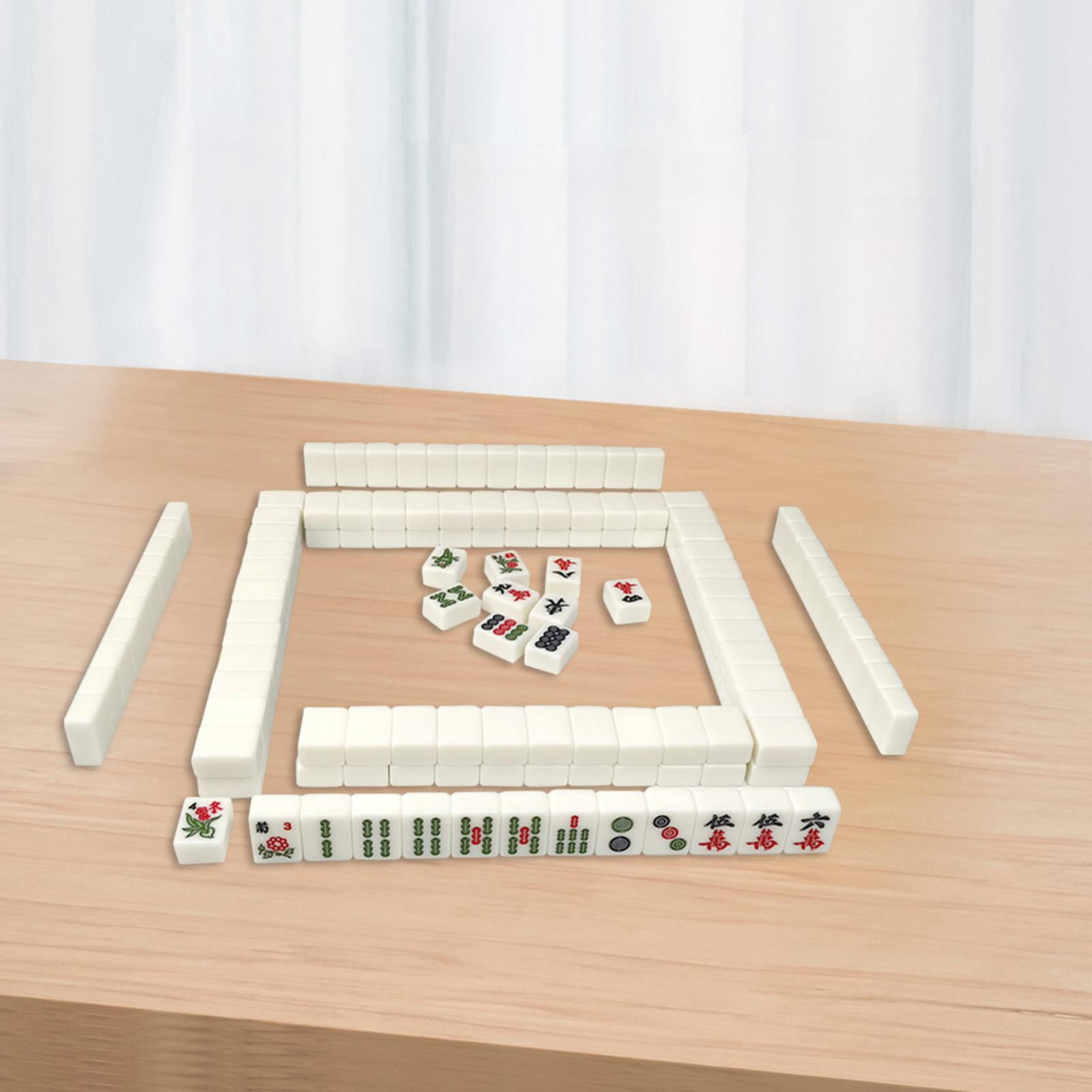 LeeQinersw 144x Chinese Version Game Set Leisure Time Chinese Style Game Mini Mahjong Tiles White