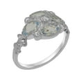 thumbnail image 1 of LBG British Made 9k White Gold ring with Natural Diamond & Aquamarine Womens Statement Ring - 33 size options - Size 11, 1 of 6