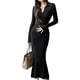 thumbnail image 1 of Vestido de cola de pez de manga larga, vestido de cintura delgada, vestido ajustado elegante para mujer para otoño e invierno, 1 of 8