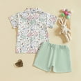thumbnail image 5 of Boys Outfits 10-12 Easter Outfits Bunny Short Sleeve Button Down Shirt Top Casual Shorts Set Summer Clothes White,6-12M, 5 of 5