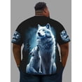thumbnail image 2 of Men's Plus Size Wolf Guard Full Body Print T-Shirt - 100% Knitted Fabric Short Sleeve Crew Neck Top, Micro-Elastic Casual Summer Outdoor Wear Daily Regular - Wolf Guard Collection, Plus Size, 2 of 6