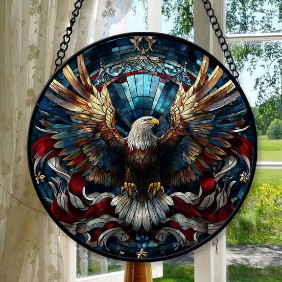 Mosaic Eagle1 Hanging Stained Glass for Windows, Holiday Tree Ornament, Gift for Mom, Romantic Valentine Decoration, Holiday Festival Ornament, Heirloom 2025