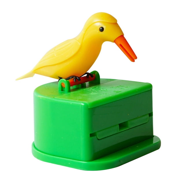 Toothpick Box Toothpick Storage Case Automatic Dispenser Bird Shape ABS Plastic Holder, Yellow, Green