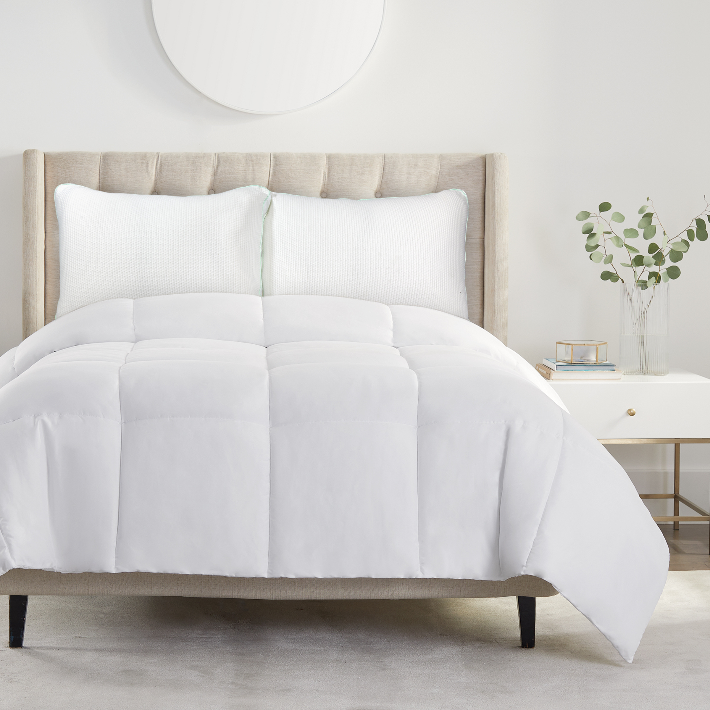 Serta Sleep True Spa Soft Medium Firm Pillow, Standard/Queen, White, 2 Pack, Polyester