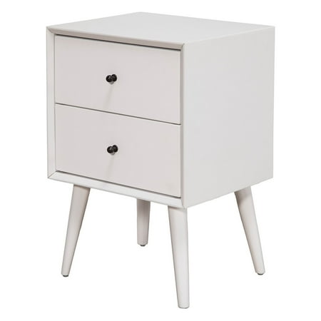 Alpine Furniture Flynn Mid Century Modern 2 Drawer Nightstand, Multiple Colors