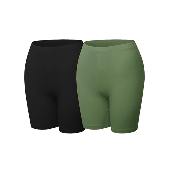 FashionOutfit Women's Essential Active Daily Cotton Mid Rise Biker Shorts
